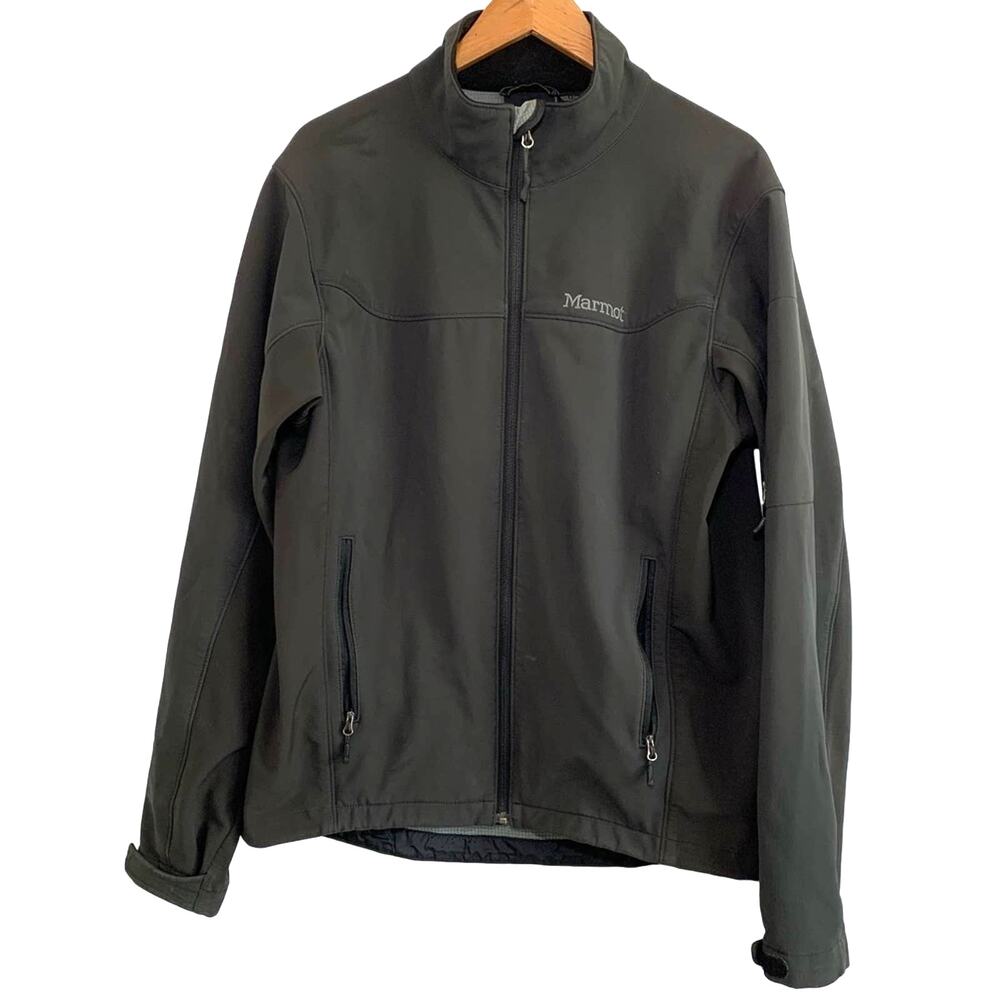 Marmot Men's Softshell Grid Fleece Lined Full Zip Jacket in Grey Large